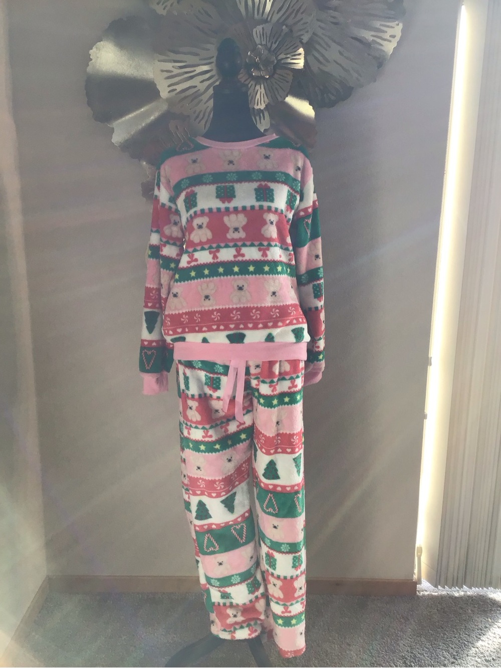 NOT TIRED Women's Christmas Fleece Pajama Set, size S